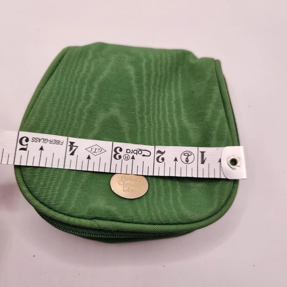 Parfums Christian Dior Vintage Green Ribbed Toiletry Cosmetic Pouch Makeup Bag